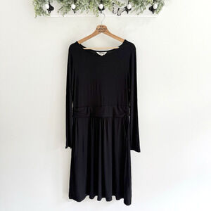 Boden Viscose Black Long Sleeves Knee Length Dress Size US 12 N7073 NEW